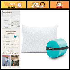 Adjustable Travel Camping Pillow with Compressible Stuff Sack, Medium-Firm Memor