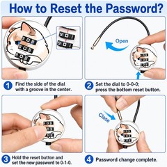 3-Pack Small Locks with Combination, Cable, Easy to Reset for Luggage