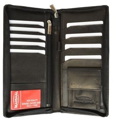 New Black Solid Leather Wallet Passport Cover ID Holder Card Travel Case Marshal