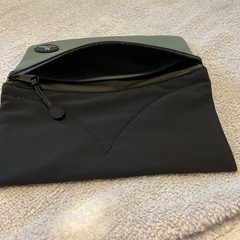 Buddy Pouch Black and Green Travel Pouch with Zipper Closure and Logo Design