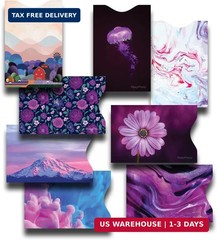 8 RFID Blocking Sleeves, Unique Designs and Arts in Purple, Anti-Theft Credit Ca