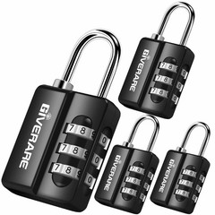 4 Pack Combination Lock, 3-Digit Padlock Keyless, Resettable Luggage Locks fo