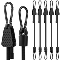 Upgraded Adjustable Bungee Cords with Hooks, 6 24&Prime; – 6 Pack – Black, Black