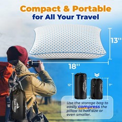Small Cooling Shredded Memory Foam Pillow for Travel & Camping, Compressible …