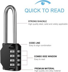 2 Pack disecu 2.6 Inch Long Shackle Combination Lock, 4 Digit Outdoor Waterproof