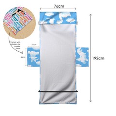 Personalised Blue Animal Shape Clouds Full Length Sun Lounger Towel with Pocket