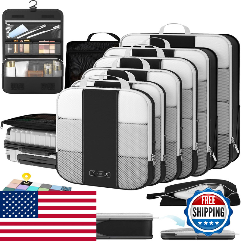 10 Set Compression Packing Cubes For Travel Essentialscompressible Expandable