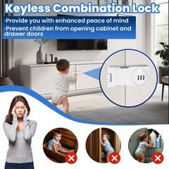 Keyless Cabinet Lock Combination Code 3Digit Password Latch 4.5 Inch 2 PCS