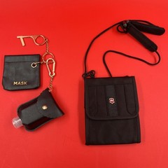 Victorinox Black Security Pouch Travel Passport Wallet mask zip Miamica squeeze