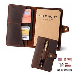 Genuine Leather Refillable Field Notes Cover 3.5 x Brown Field Journal Notebook