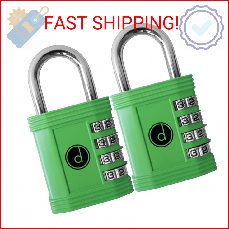 Padlock (2 Pack) 4 Digit Combination Lock – for Gym School Locker, Outdoor Gate,