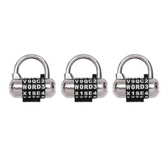 Resettable Combination Padlock 3-Pack – Black Gym Locker Lock, 2.5&Prime; Wide, Number