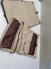 VTG Red Envelope Leather Excursion Travel Toiletry Case Bag Trifold Brown Gold