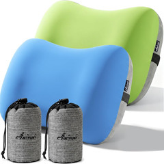 2 Packs Neck Pillow Inflatable for Travel Camp Beach Air Blow up Kilos Gear Tann