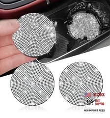 2pcs Bling Car Cup Holder Coaster, 2.75 inch Anti-Slip Shockproof 2 pcs White