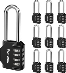 10 Pack 2.6 Inch Long Shackle Combination Lock 4 Digit Outdoor Waterproof Padloc