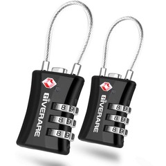 2 Pack TSA Approved Luggage Locks, Cable Suitcase Travel Lock Alloy, Black