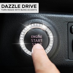 EcoNour Bling Cup Holder Insert (2 Pack) with Push Start Button Black-white