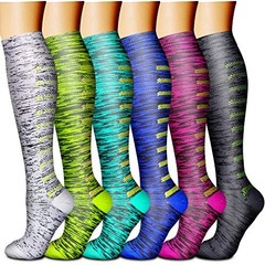 Compression Socks Small-Medium 00(6 Pairs) Black/Red/Orange/Purple/Blue/Green