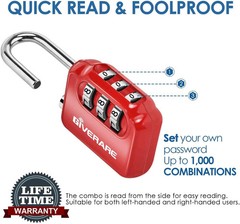 2 Pack Combination Lock, 3-Digit Padlock Keyless, Resettable Luggage Locks for