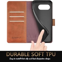 Compatible with Google Pixel 10A Wallet case with RFID Blocking Light Brown