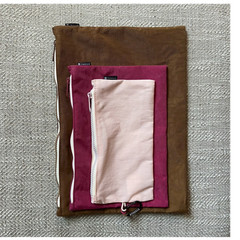 Thread Wallets Zipper Pouch Set with Clip, Brown/Burgundy/Light Pink 3 Pack