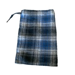 Pendleton Wool Drawstring Gift Bag Pouch Shoe Travel Navy Blue Plaid 10”x7” EUC