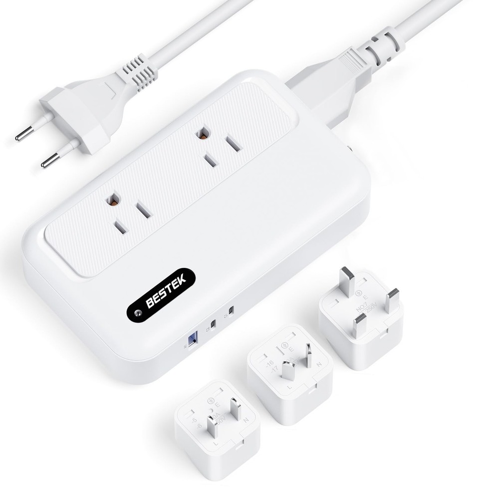 BESTEK MRJ201SU 200W step down transformer USB-C PD35W 240V to 100V travel