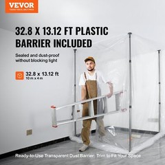 Dust Barrier System Adjustable Heights w/ 0.08mm Polyethylene PE Plastic Barrier