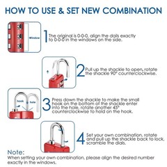 4 Pack Combination Lock 3-Digit Padlock Keyless, Resettable Luggage Locks
