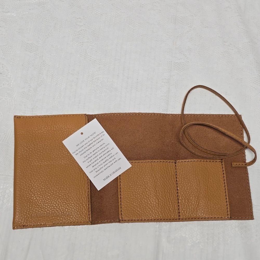 Mark & Graham Electronics Charger Roll Organizer In Camel Genuine Leather
