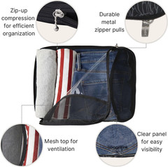 Compression Cube 3-Piece Set – Lightweight Compression Packing Cubes for Travel