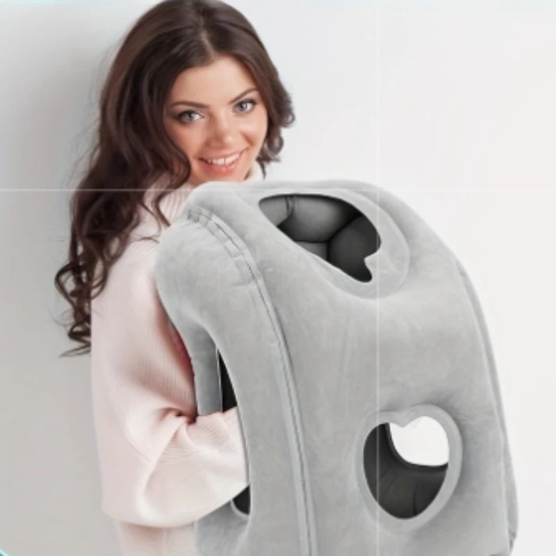 Inflatable Travel Pillow with Patented Valve for Neck Support – Lightweight