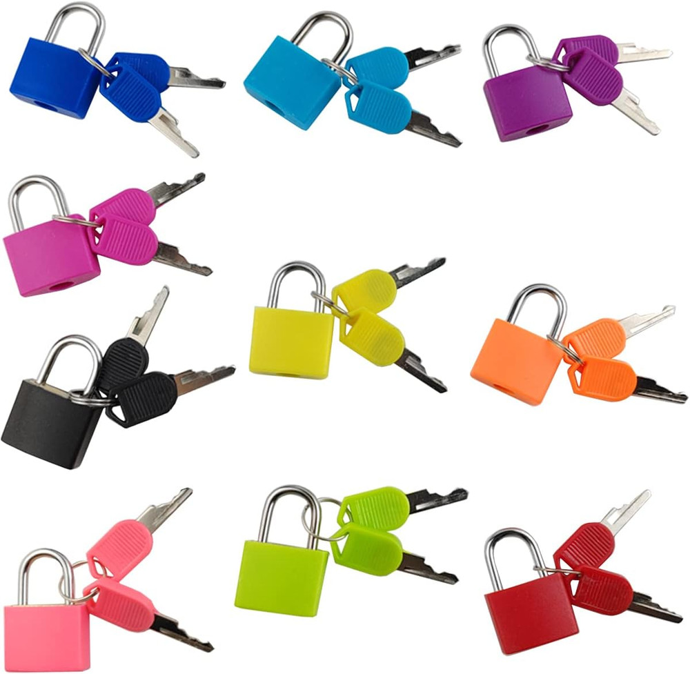 10PCS Suitcase Locks with Keys, Small Luggage Padlocks Metal Padlocks Mini Keyed