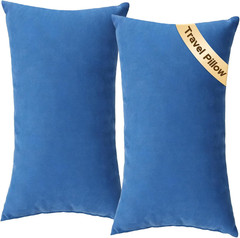 2 Pack Small Travel Neck Pillows 7×11 Inch Mini Cushion for Flight Blue
