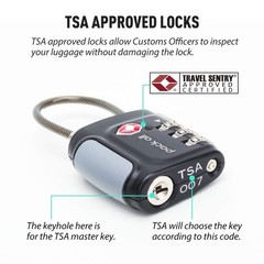 pack all TSA Approved Cable Luggage Locks, 3 Digit 4 pcs Lock Black