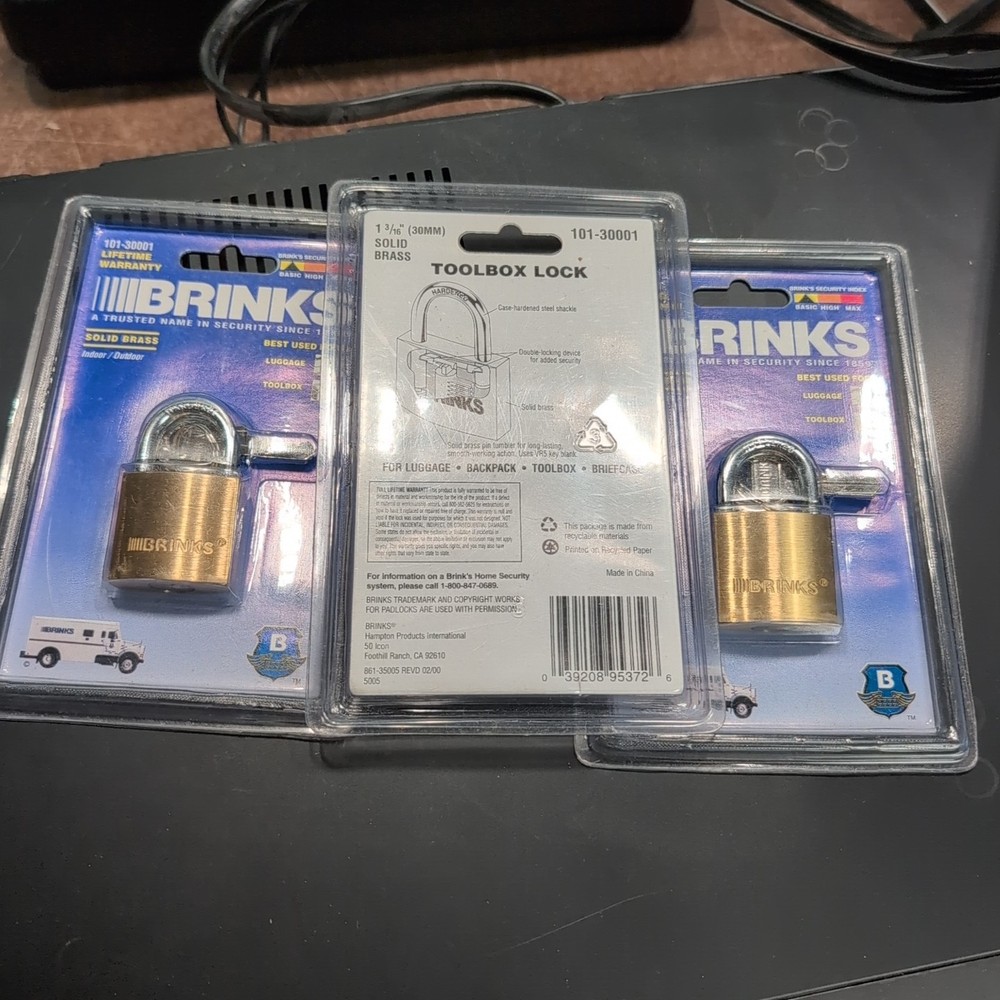 Brinks 1-3/16&Prime; Solid Brass Padlock 101-30001 Toolbox Lock New Sealed Lot of 3
