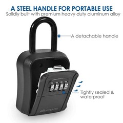 Key Lock Box, Wall Mount 4 Digits Combination Lockbox, Waterproof Outdoor Key…