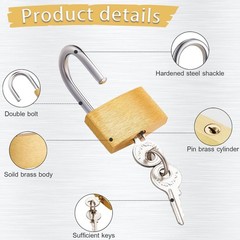 2 Pcs Small Solid Brass Locks with Keys, 20Mm + 25Mm Mini Key Locks, for Luggage
