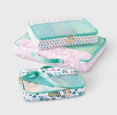 💚🩷🤍 Roller Rabbit x Target 3 Piece Packing Cube Set SOLD OUT ♡ teal / white