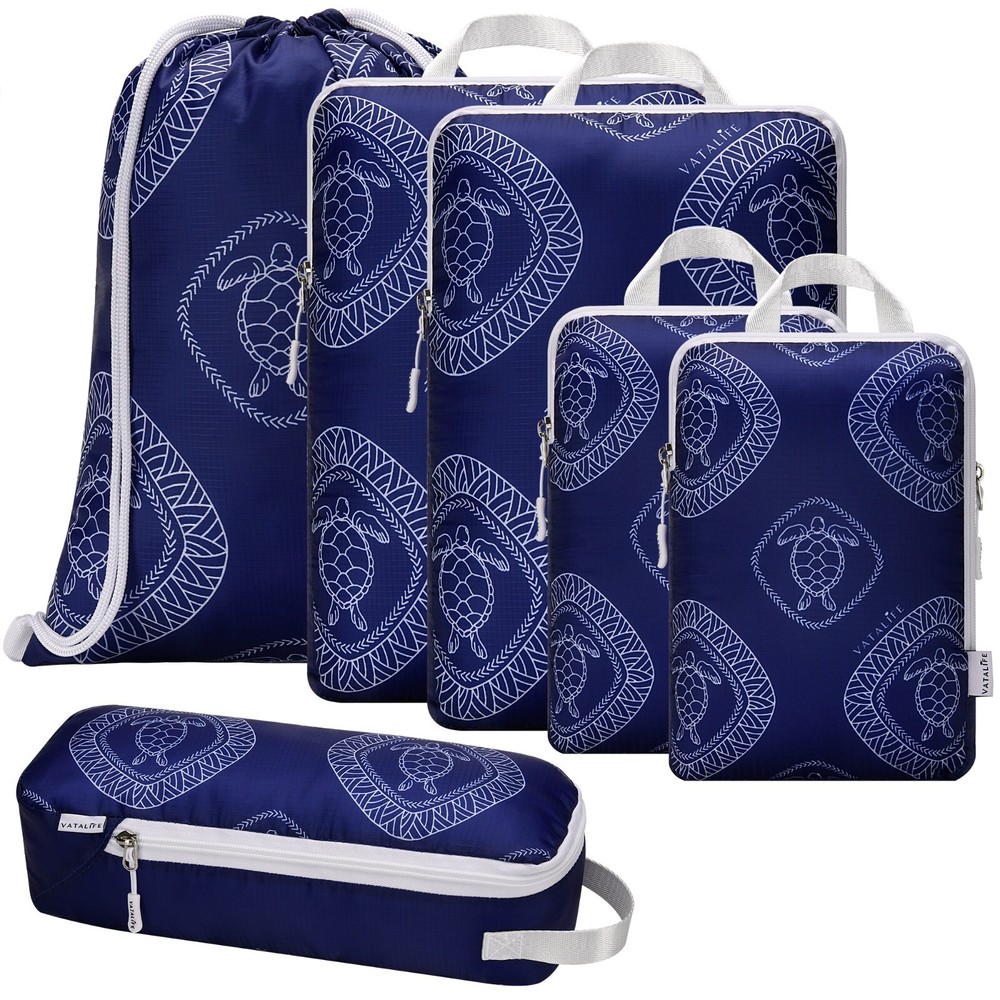 Vatalife 6pc Compression Packing Cubes Set for Travel, Suitcase Space Saver 6pc
