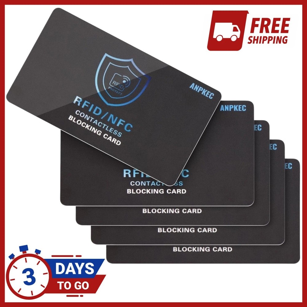 5 Pack RFID Blocking Card – Protects Entire Wallet, NFC Debit & Credit Cards New