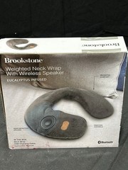Weighted Neck Wrap With Wireless Speaker, features a eucalyptus-infused salt
