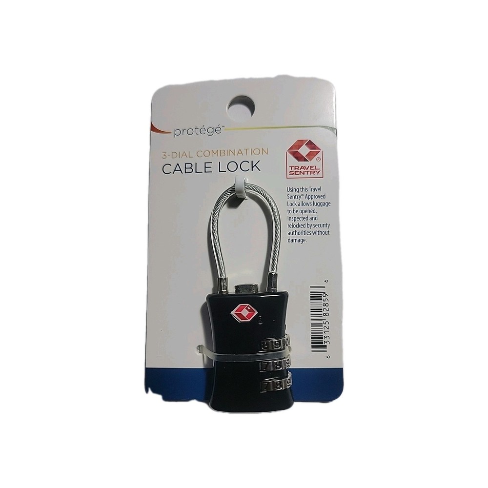 Protégé TSA Approved 3 Dial Combination Travel Luggage Lock, Zinc Alloy, Black