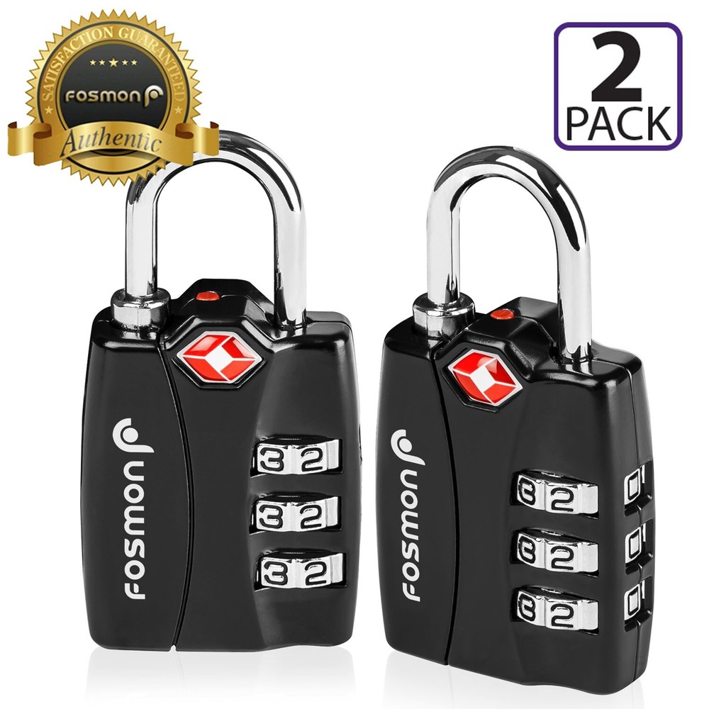 2xTSA Approve 3 Digit Combination Travel Suitcase Luggage Bag Lock Padlock Reset