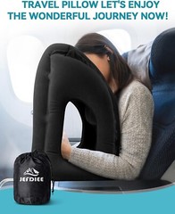 Medium Soft Inflatable Travel Pillow – Perfect for Airplanes & Offices, Black