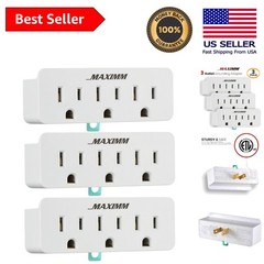 Compact 3 Grounding Plug Adapter – Convert 2-Prong to 3 Outlets, Safe & Reliable