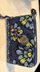Vera Bradley Indigo Pop Blue Floral Quilted Zip Wallet