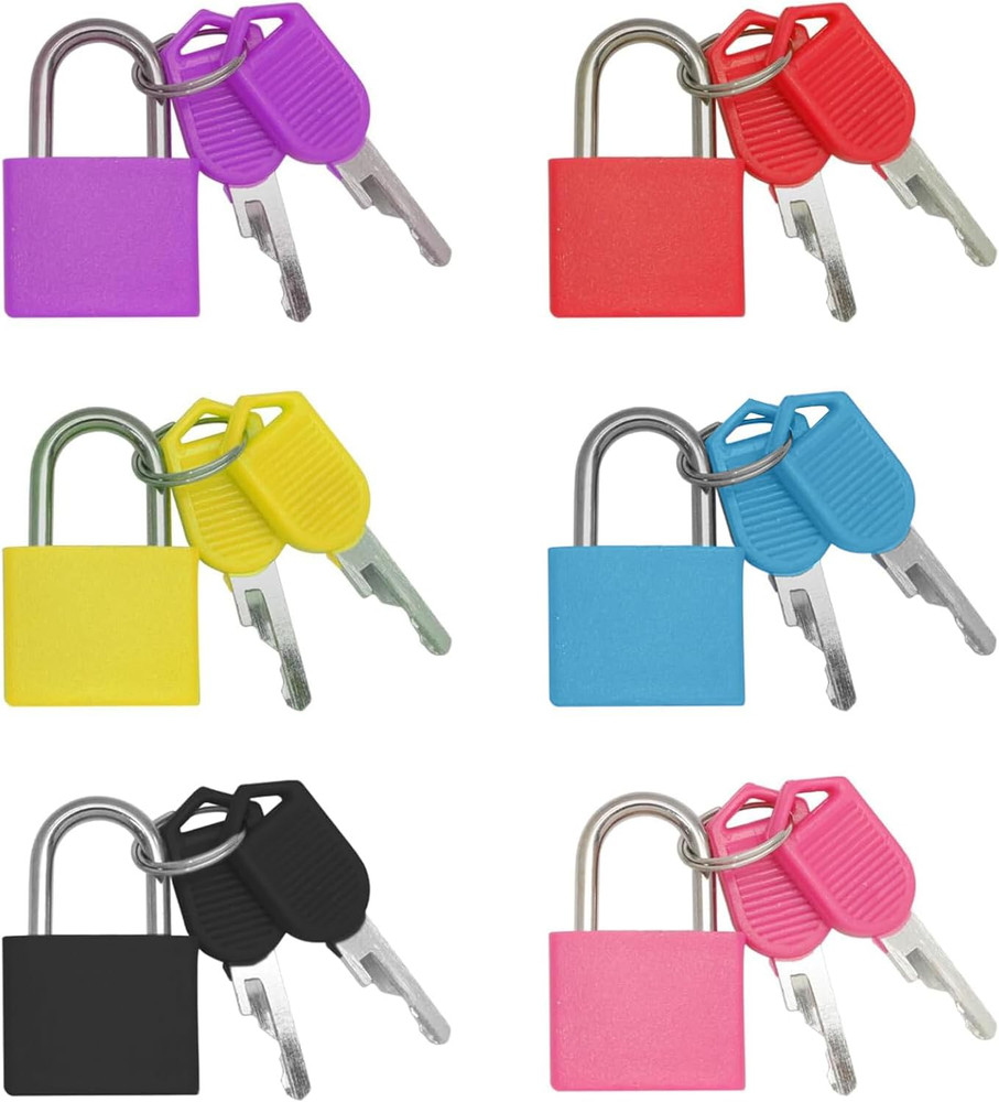 6 Pack Mini Suitcase Locks with Keys Multicolor Luggage Padlocks Travel Bags