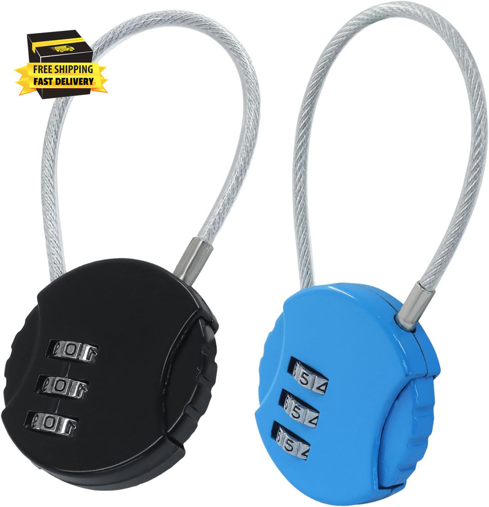 2 Pack Waterproof Combination Lock, Mini Padlock Luggage Lock Outdoor, 3 Digit S